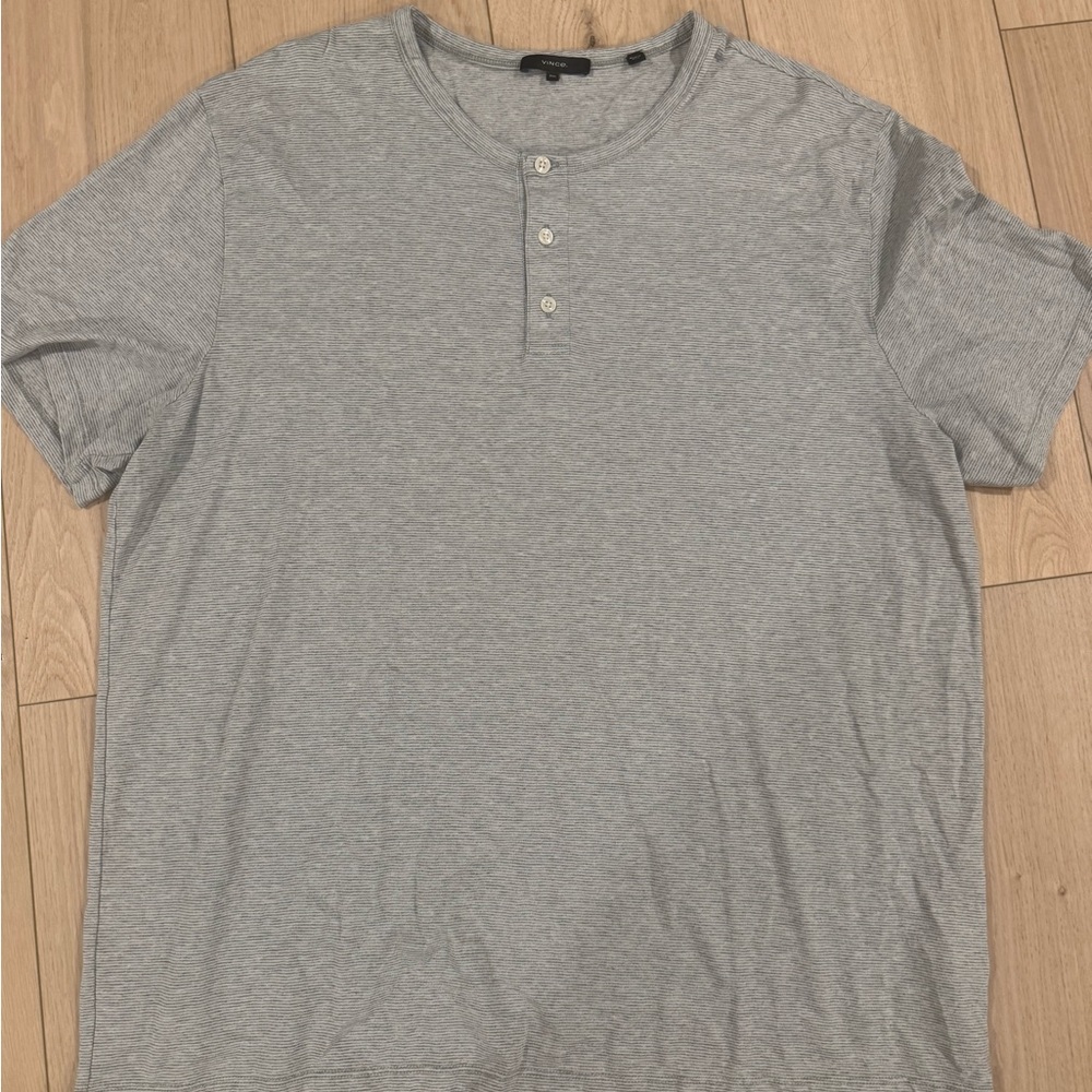 Vince Light Gray Short Sleeve Henley